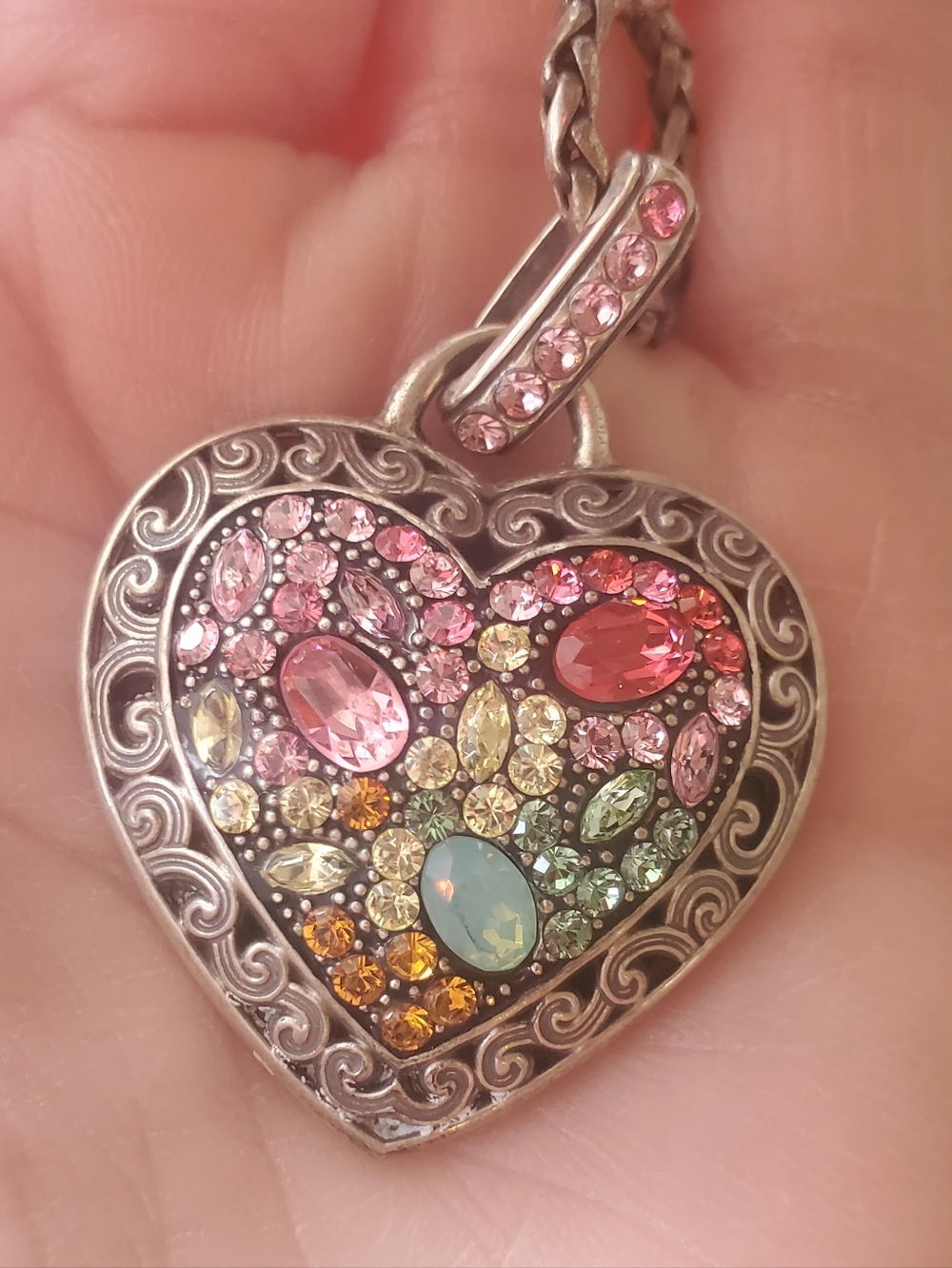 Brighton 16" Heart Necklace with Rainbow Colored Stones - Picture 9 of 9